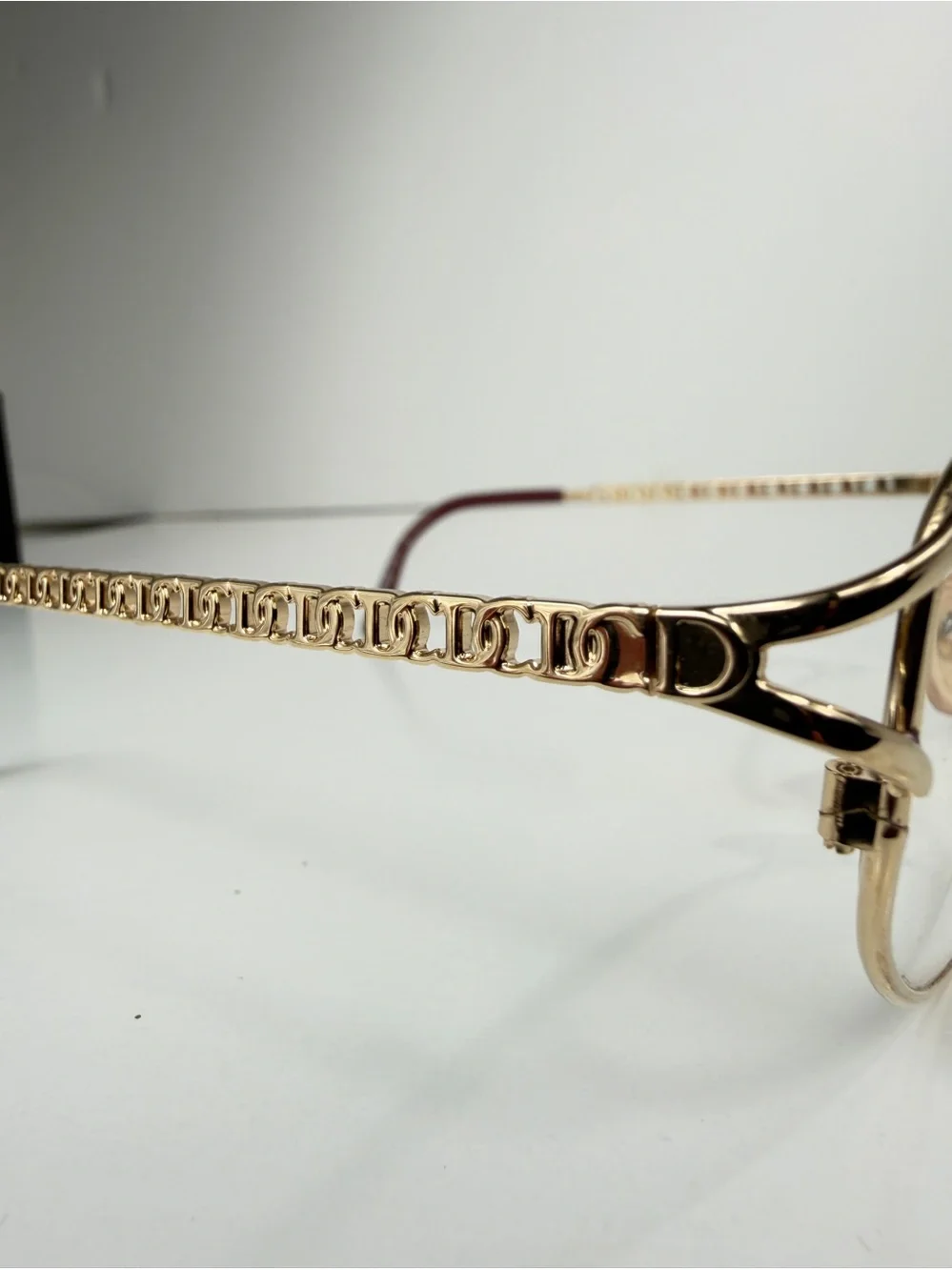 VTG Christian Dior CD 2045A 46F Gold Monogram Chain Link Frames Full VFC Set